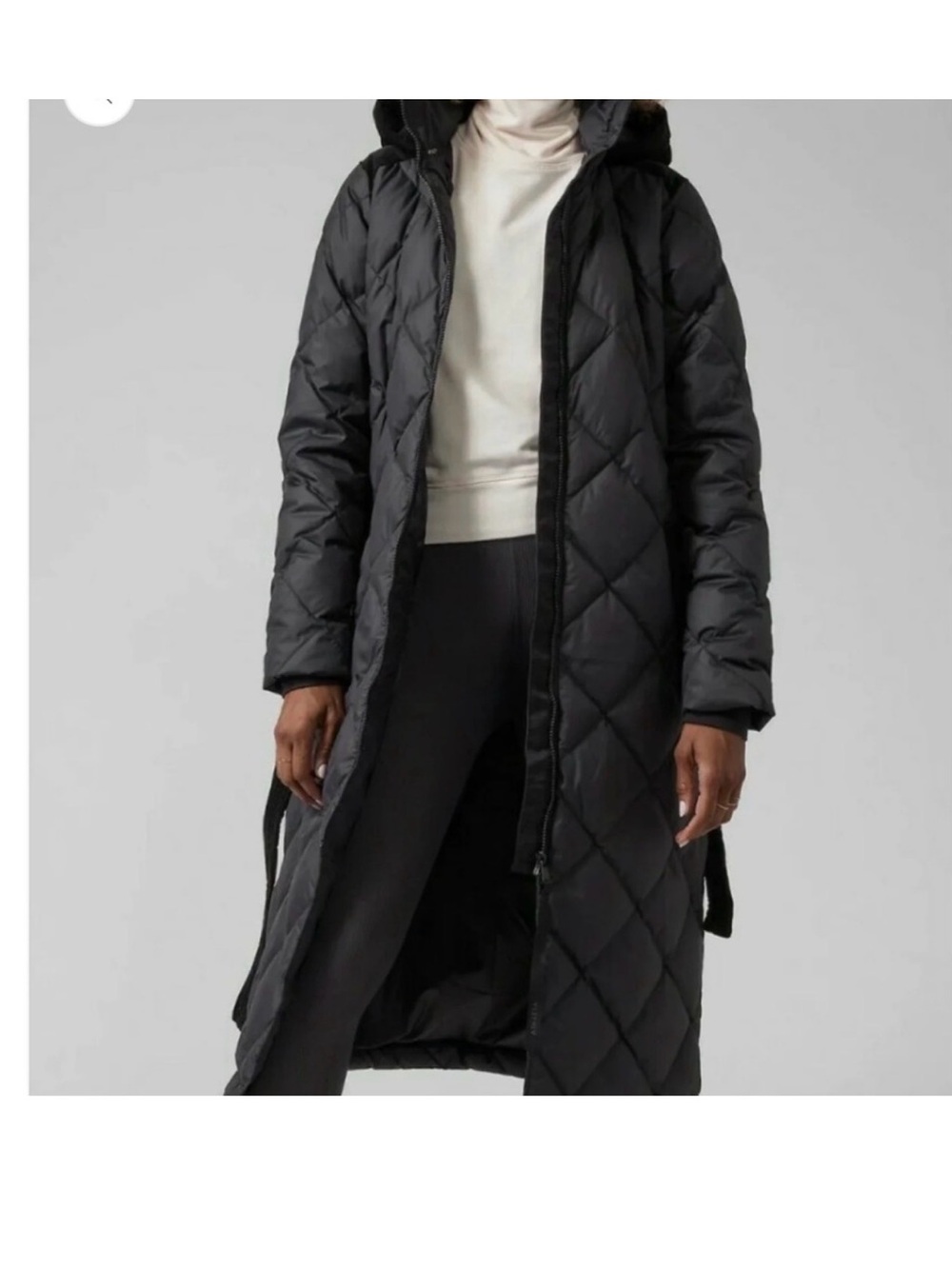 Athleta Long Quilted Hooded Puffer Coat - Black